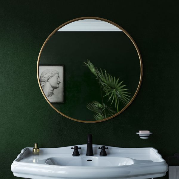 Origins Living Docklands Brushed Brass 800 x 800 Round Bathroom Mirror #2