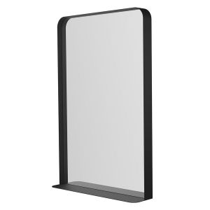 Origins Living City Black 500 x 750mm Rectangular Bathroom Mirror with Shelf