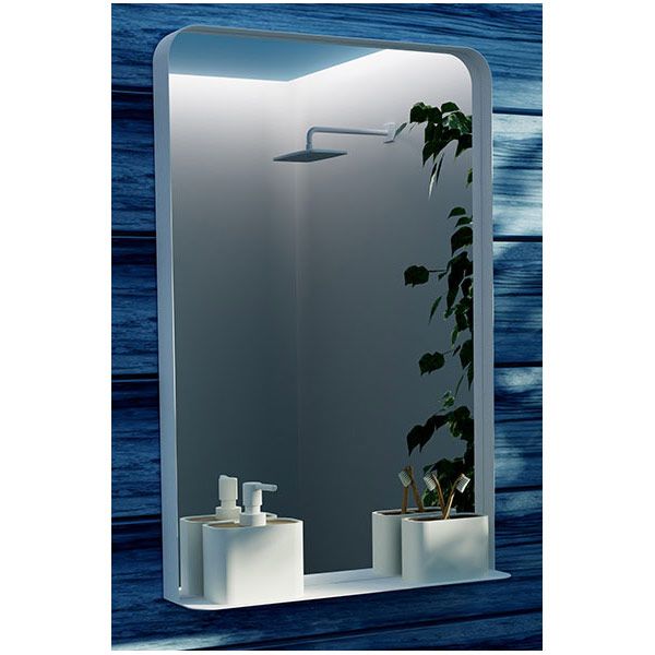 Origins Living City White 500 x 750mm Rectangular Bathroom Mirror with Shelf #2
