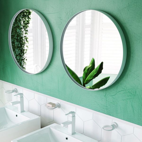 Origins Living City White 800 x 800mm Round Bathroom Mirror #2