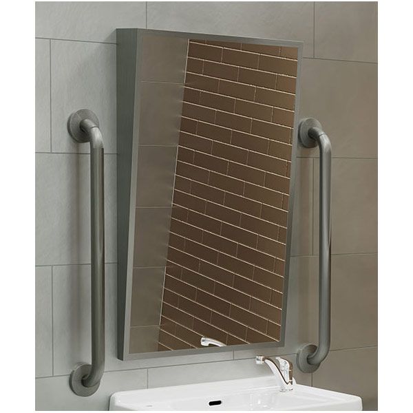 Origins Living Docklands Brushed Stainless Steel 500 x 800mm Rectangular Angled Bathroom Mirror #2