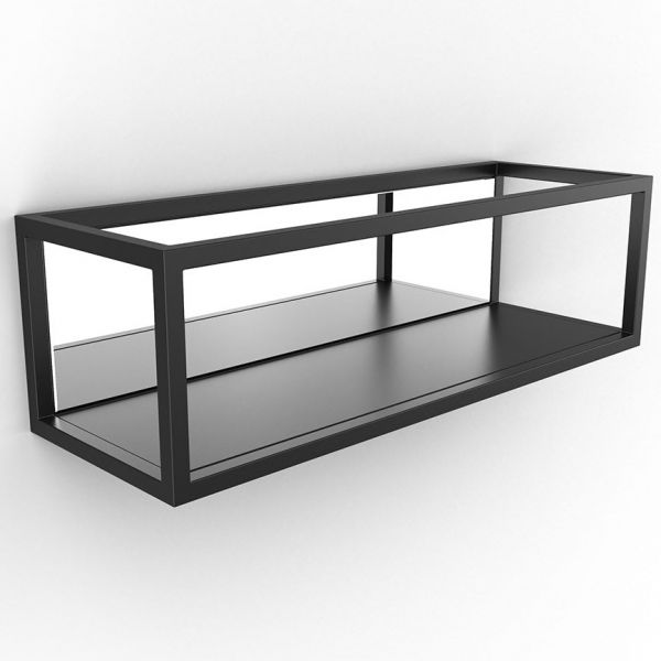 Origins Living Docklands Black Rectangular Shelf with Mirror 400 x 120mm