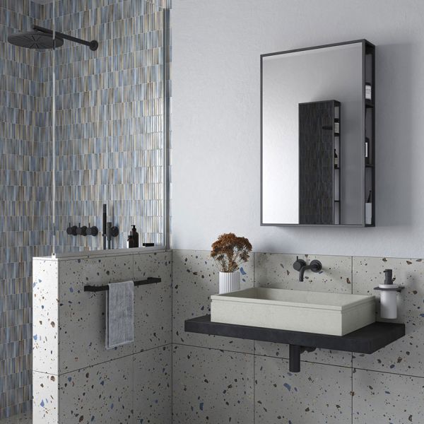 Origins Living Dockside Mirror With Black Open Shelving 300 x 600mm #4