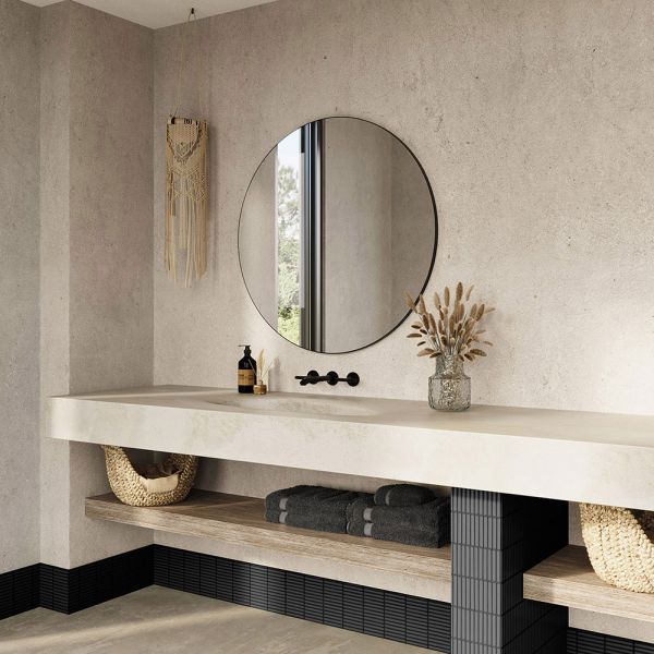 Origins Living Oslo Round 800 x 800 Matt Black Bathroom Mirror #5