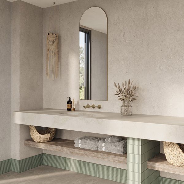 Origins Living Oslo Arch 500 x 1400 Brushed Brass Bathroom Mirror #5