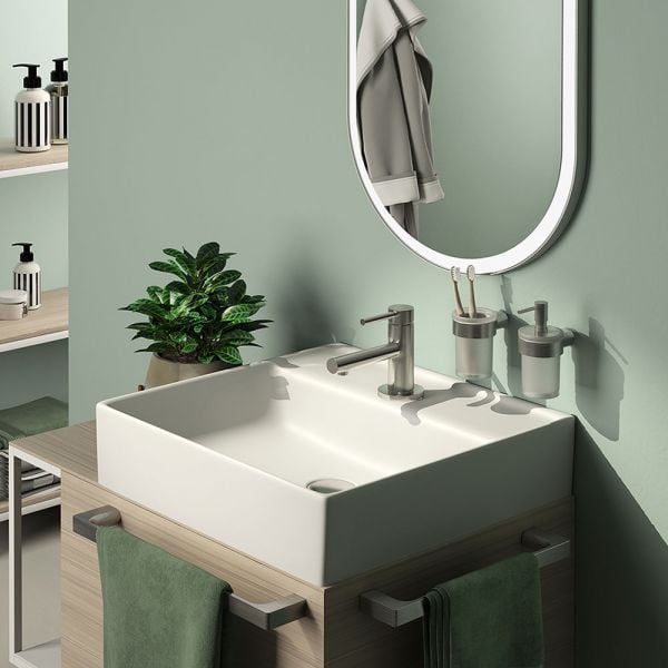 Gedy Pirenei Brushed Nickel Wall Mounted Towel Rail 450mm #2