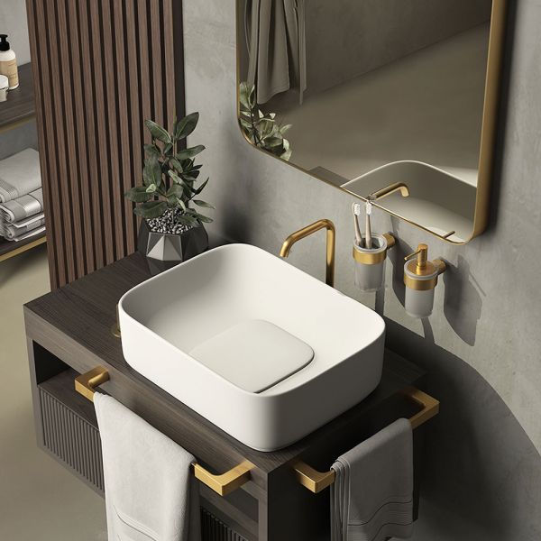 Gedy Pirenei Brushed Gold Wall Mounted Towel Rail 600mm #2