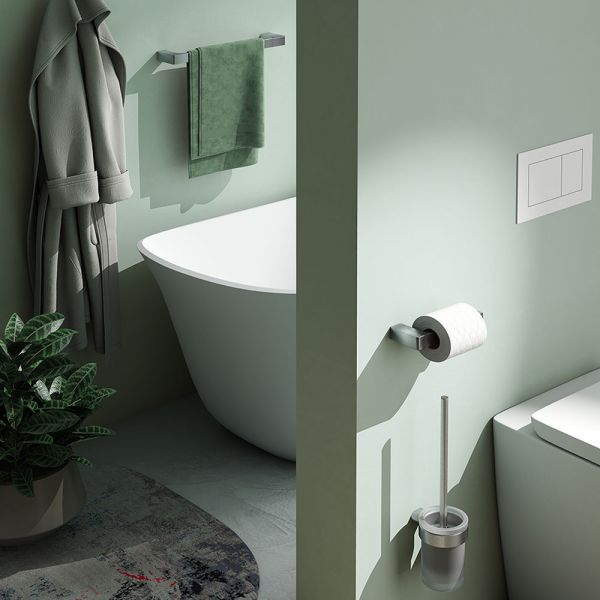 Gedy Pirenei Brushed Nickel Wall Mounted Toilet Brush Set #2
