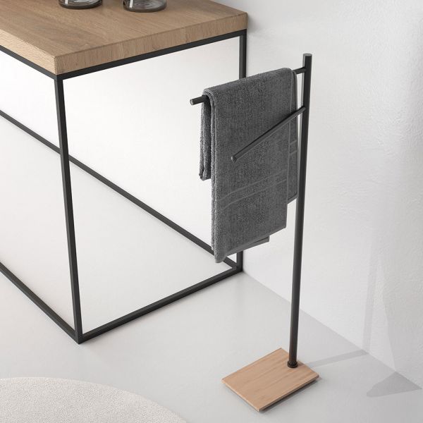 Gedy Trilly Black and Bamboo Towel Stand #2