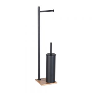 Gedy Trilly Black and Bamboo Bathroom Butler