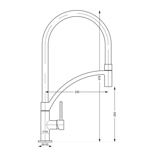 Prima Plus Grey and Brushed Chrome Swan Neck Single Lever Kitchen Mixer Tap #2