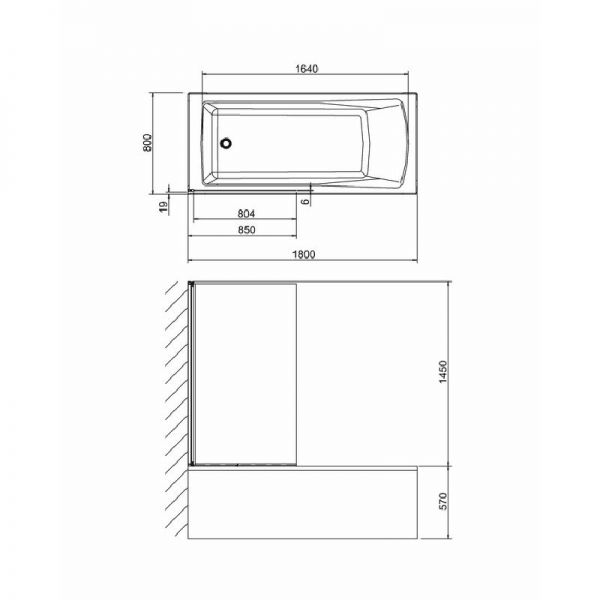 Britton Rectangular 850 Bath Screen BS1 #2