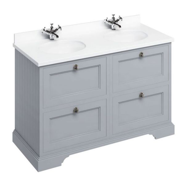 Burlington 1300 Grey Freestanding 4 Drawer Vanity Unit and Minerva Basin