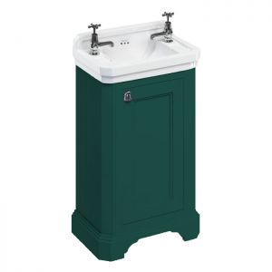 Burlington Edwardian 510 Matt Green Freestanding Cloakroom Vanity Unit and Basin