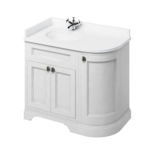 Burlington 1000 Matt White Left Hand Freestanding Curved Vanity Unit and Minerva Basin