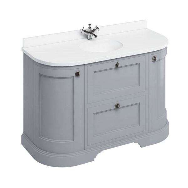 Burlington 1340 Grey Freestanding Curved Vanity Unit and Minerva Basin