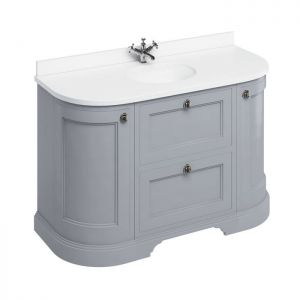 Burlington 1340 Grey Freestanding Curved Vanity Unit and Minerva Basin