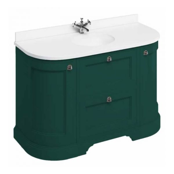 Burlington 1340 Matt Green Freestanding Curved Vanity Unit and Minerva Basin