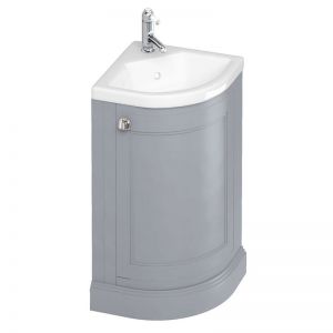 Burlington 430 Grey Freestanding Corner Cloakroom Vanity Unit and Basin