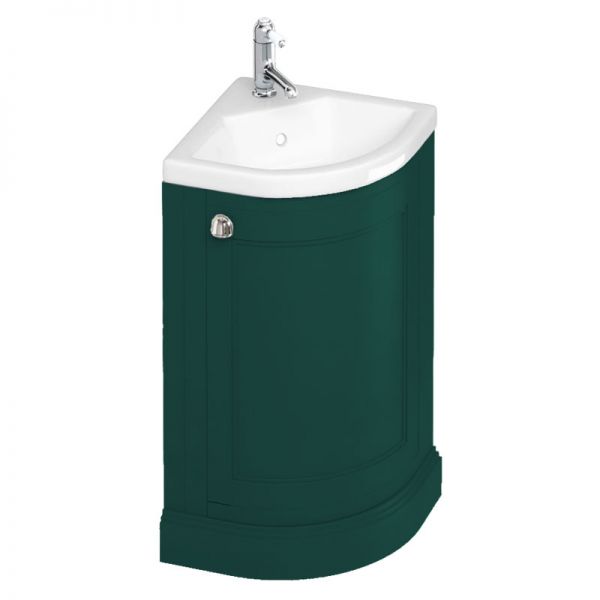 Burlington 430 Matt Green Freestanding Corner Cloakroom Vanity Unit and Basin