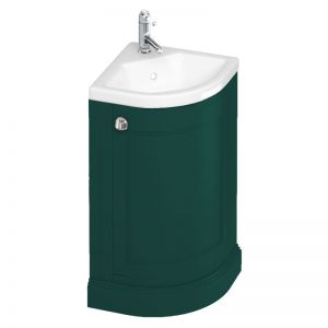 Burlington 430 Matt Green Freestanding Corner Cloakroom Vanity Unit and Basin