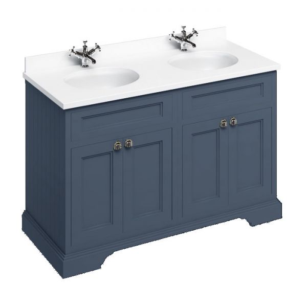 Burlington 1300 Blue Freestanding 4 Door Vanity Unit and Minerva Basin