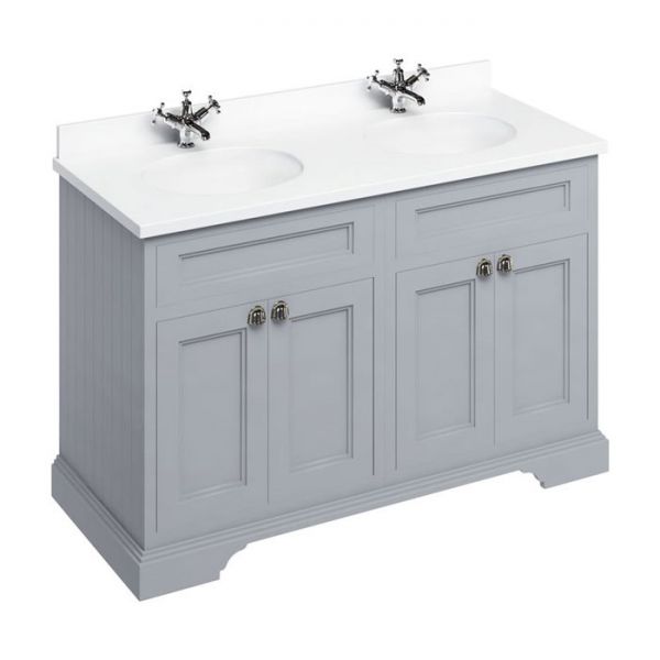 Burlington 1300 Grey Freestanding 4 Door Vanity Unit and Minerva Basin