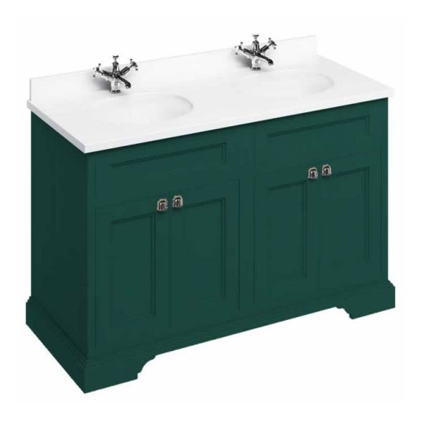 Burlington 1300 Matt Green Freestanding 4 Door Vanity Unit and Minerva Basin