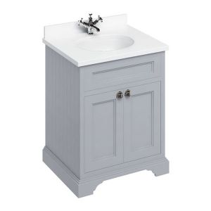 Burlington 650 Grey Freestanding 2 Door Vanity Unit and Minerva Basin