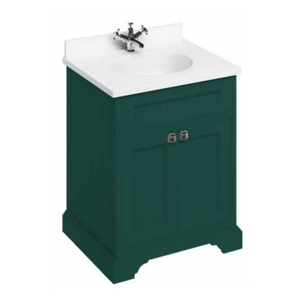 Burlington 650 Matt Green Freestanding 2 Door Vanity Unit and Minerva Basin