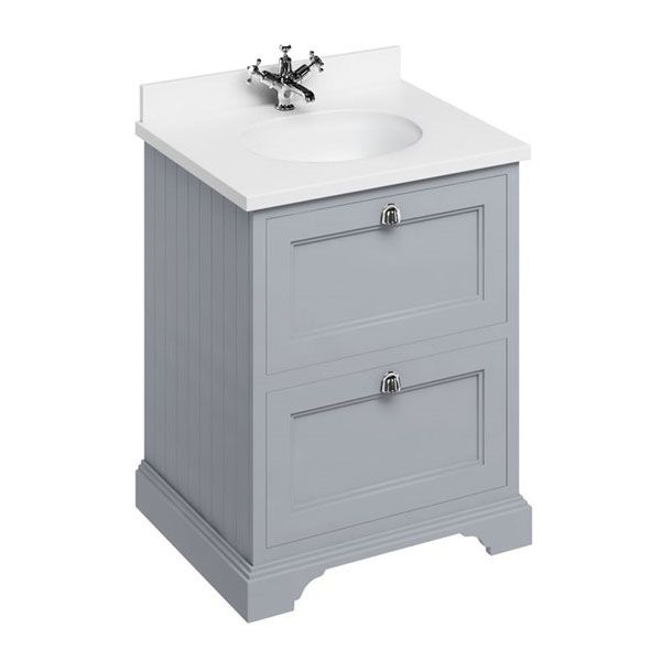 Burlington 650 Grey Freestanding 2 Drawer Vanity Unit and Minerva Basin