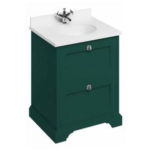 Burlington 650 Matt Green Freestanding 2 Drawer Vanity Unit and Minerva Basin