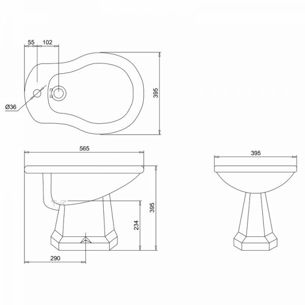 Burlington One Tap Hole Floor Standing Bidet P4 #2