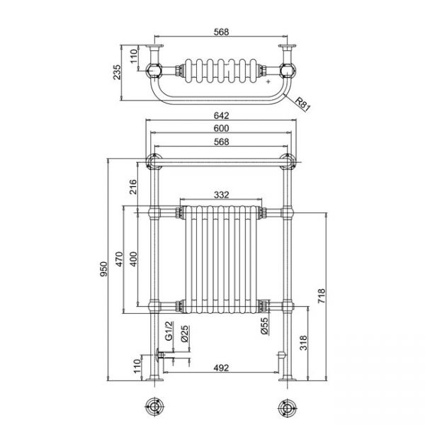 Burlington Trafalgar Chrome Traditional Towel Radiator 640 x 950 R1CHR #4