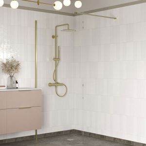 Moods Splash Brushed Brass 8mm Wet Room Panel 500 Wide
