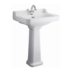 Bayswater Fitzroy White 595mm 1 Tap Hole Basin and Full Pedestal