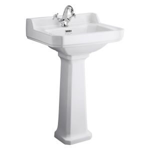 Bayswater Fitzroy White 560mm 1 Tap Hole Basin and Full Pedestal