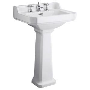 Bayswater Fitzroy White 560mm 3 Tap Hole Basin and Full Pedestal