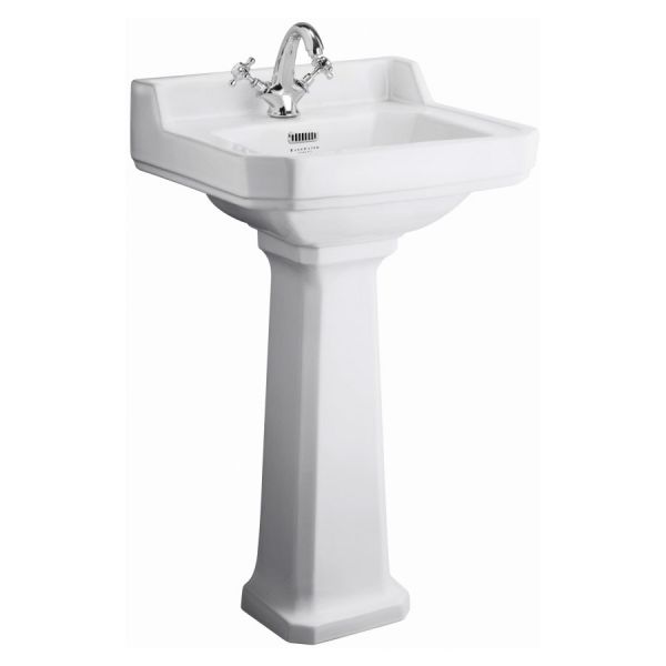 Bayswater Fitzroy White 500mm 1 Tap Hole Basin and Full Pedestal