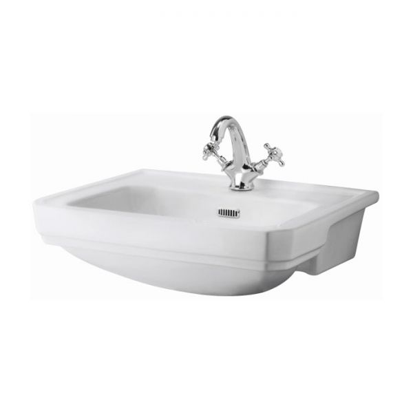 Bayswater Fitzroy White 560mm 1 Tap Hole Semi Recessed Basin