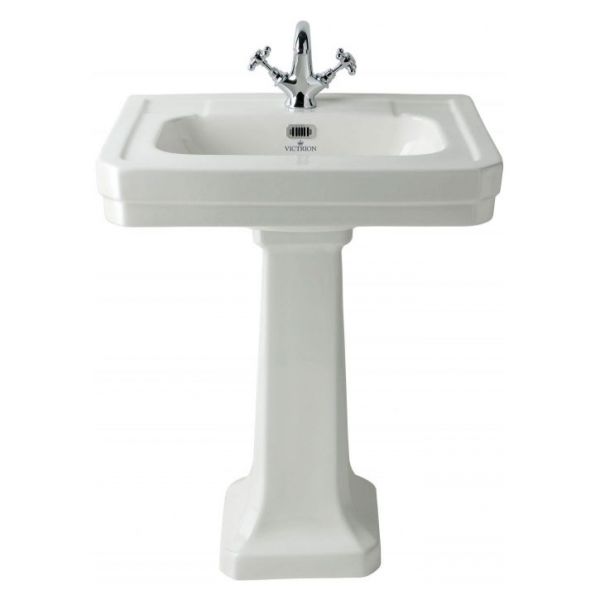 Bayswater Victrion White 640mm 1 Tap Hole Basin and Full Pedestal