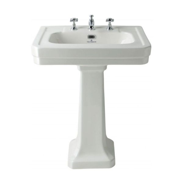 Bayswater Victrion White 640mm 3 Tap Hole Basin and Full Pedestal