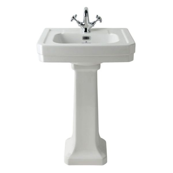 Bayswater Victrion White 550mm 1 Tap Hole Basin and Full Pedestal