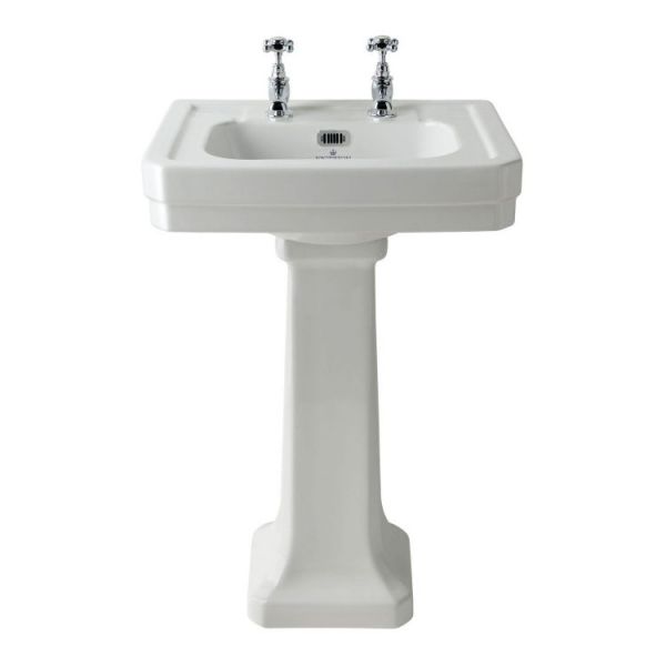 Bayswater Victrion White 550mm 2 Tap Hole Basin and Full Pedestal