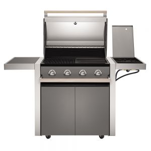 BeefEater 1500 Stainless Steel 4 Burner Gas BBQ with Side Burner and Trolley