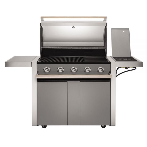 BeefEater 1500 Stainless Steel 5 Burner Gas BBQ with Side Burner and
