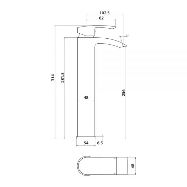 Apex Belini Black Tall Mono Basin Mixer Tap #2