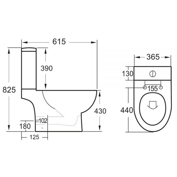 Apex Belini Rimless Open Back Close Coupled Toilet #2