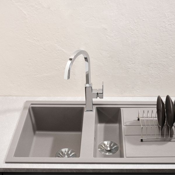 Reginox Best Grey 1.5 Bowl Granite Kitchen Sink 1000 x 510mm #4