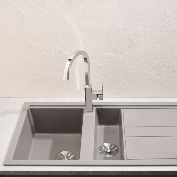 Reginox Best Grey 1.5 Bowl Granite Kitchen Sink 1000 x 510mm #5